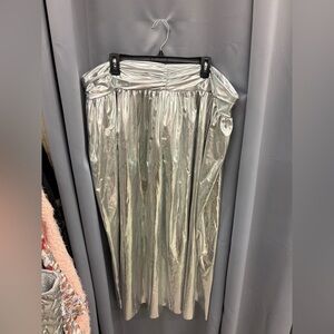 Sunday in Brooklyn Metallic Silver Maxi Skirt